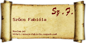 Szűcs Fabióla névjegykártya